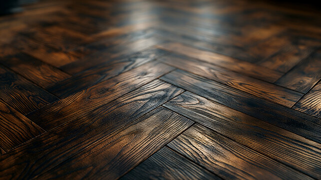 Herringbone Wood Floor Rich Oak Texture, Elegant Home Decor Design.