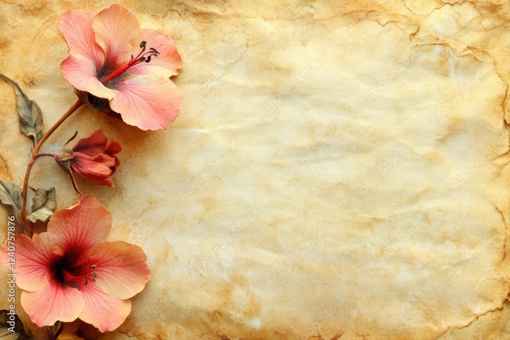 Aufkleber floral decorative background with hibiscus flowers and ample space for custom text or quotes. genera