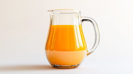 Fresh and Tasty Orange Juice in a Glass Jug, Isolated on a White Background