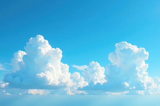 Softly rolling cumulus clouds in a vast blue sky, blue, natural, rolling
