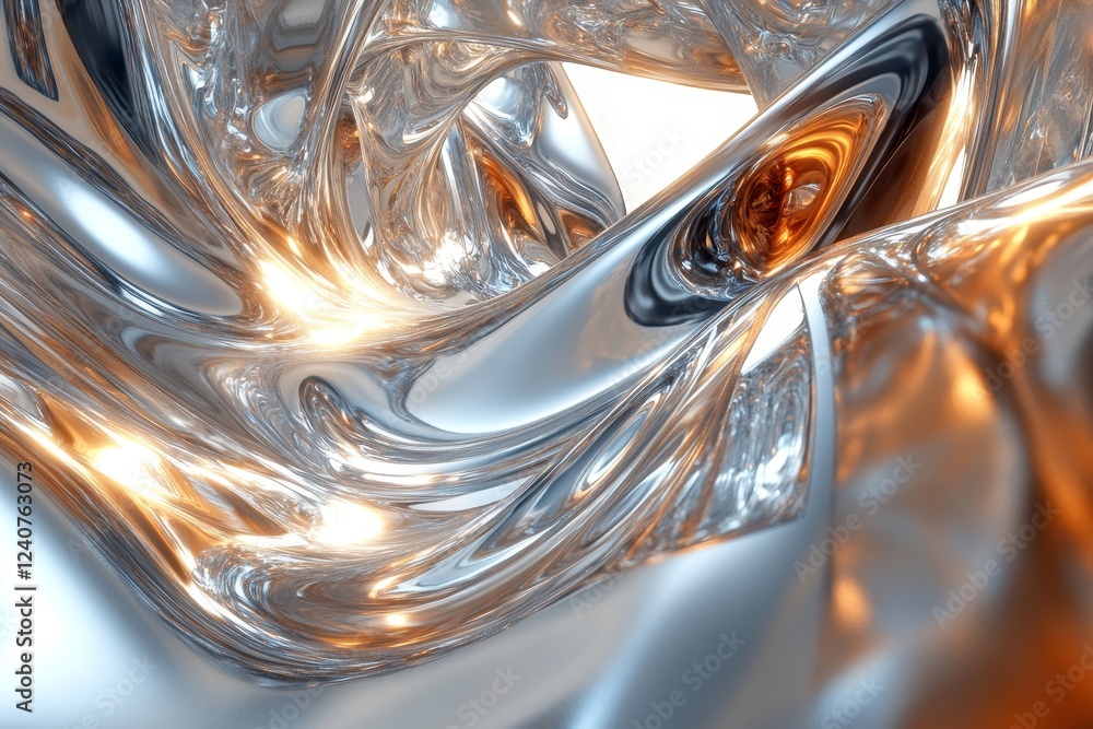 Poster abstract 3d rendering of high-tech metal surfaces with reflective finishes., generative ai