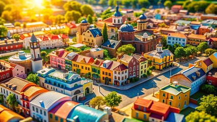 Fototapeta premium Aerial View Charming Miniature Cityscape - Drone Photography