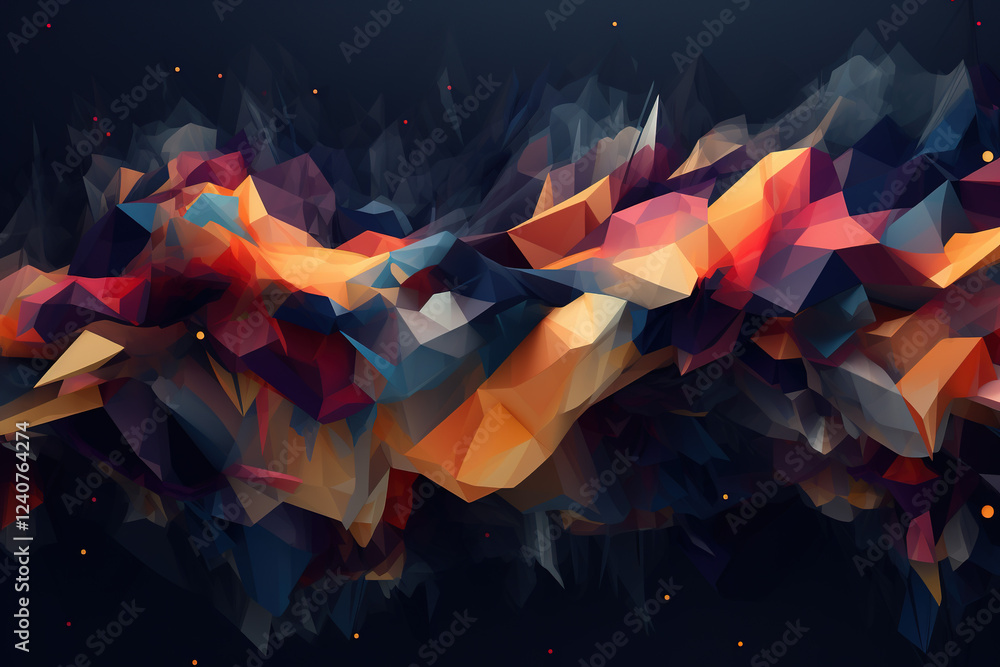Poster dynamic layers of color and form create an abstract landscape of creativity and emotion in a digital