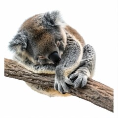 Fototapeta premium A resting koala on a tree branch.