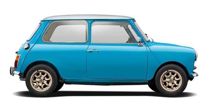 Mini Cooper Classic British small car isolated on transparent background. PNG