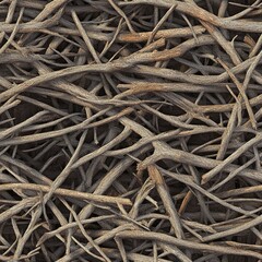 Pile of Branches and Twig Debris Seamless Pattern Texture