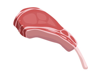 Watercolor illustration of a single piece raw meat - lamb on the bone