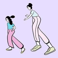 Mom catches up with her daughter.