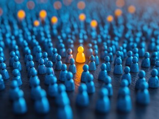 Obraz premium Glowing Individual Amidst the Crowd Generated AI