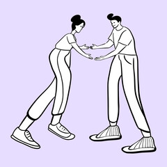 Meeting of a young couple. Vector cartoon illustration