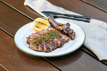 Perfectly grilled ribeye steak