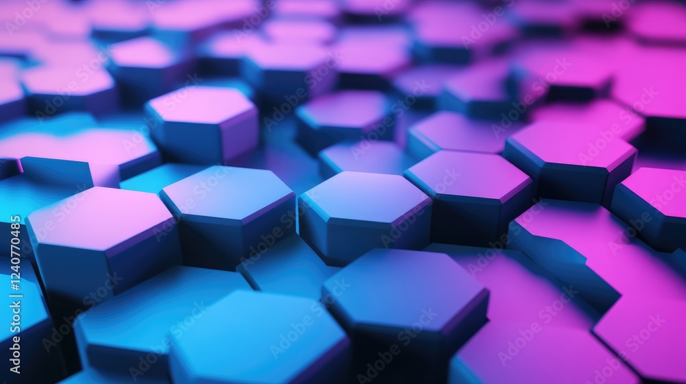 Aufkleber A series of hexagonal shapes in cyan and magenta gradient, creating a sleek, layered futuristic design.