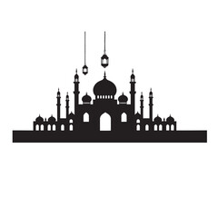 silhouette of mosque vector on white background, 