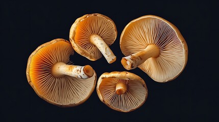 Shimeji mushrooms on black background