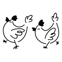 simple chicken vector with doodle line style