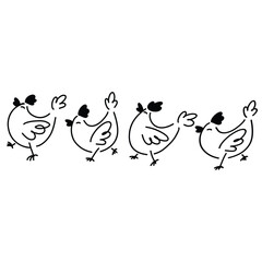 simple chicken vector with doodle line style