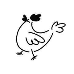 simple chicken vector with doodle line style