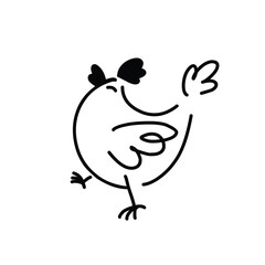 simple chicken vector with doodle line style