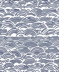 Blue and White Wavy Line Pattern Ideal for Background or Textile Design