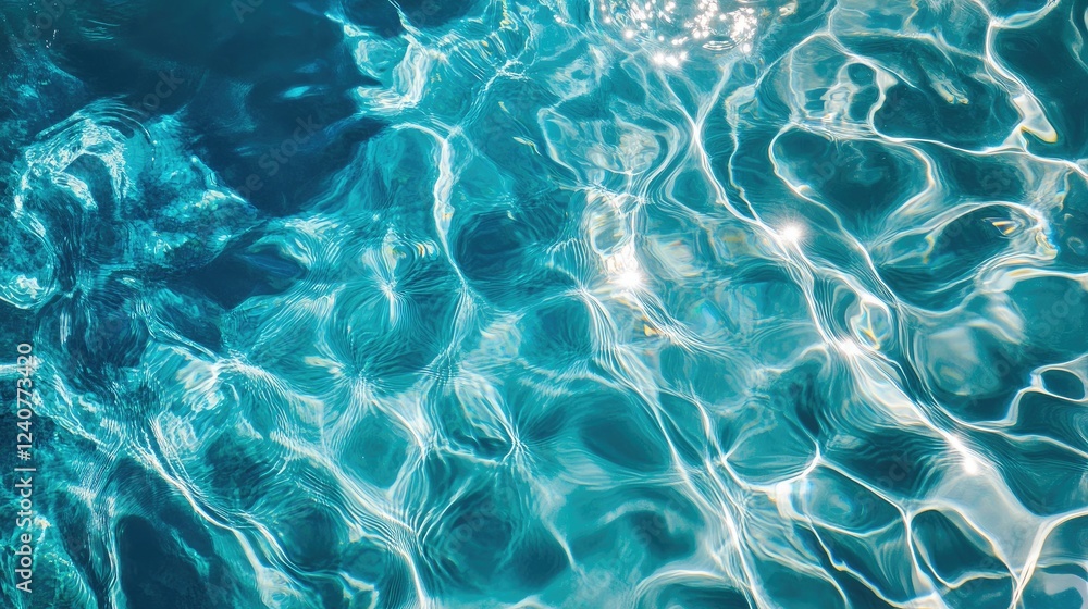 Aufkleber A stunning high-angle view of pool water on a sunny day, where ripples and reflections create an abstract and tranquil visual symphony.
