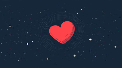 Minimalist Illustration of a Heart-Shaped Planet