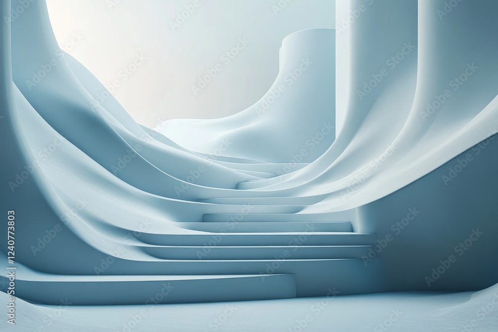 Poster abstract 3d rendering of stacked geometric prisms in vibrant hues., generative ai