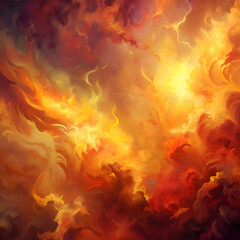 Golden Cloudscape. Abstract Painting of a Dramatic Sky