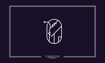 A minimal line art logo icon of a house / home or real estate with a leaf circle