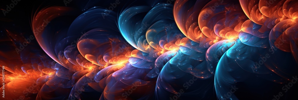 Poster mystical 3d fractal art with vibrant colors and intricate patterns capturing a beautiful cosmic ener