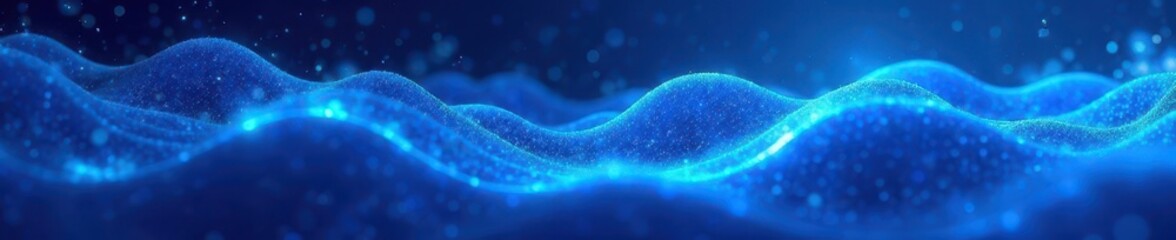 Glowing blue energy waves, gravitational distortion , brilliance, illustration, dark blue