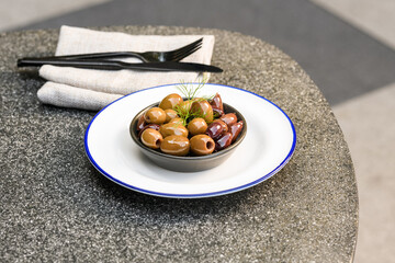 Assorted warm olives