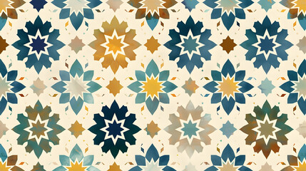 Fototapeta premium Colorful geometric floral pattern on a light background, ideal for textiles and wallpapers