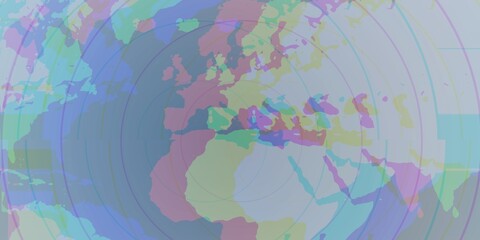 Abstract World Map with Pastel Hues and Circular Patterns