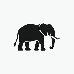 A clean, impactful silhouette of an elephant, perfect for branding, logos, or general wildlife imagery.