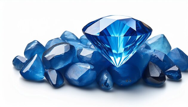 stunning blue topaz sapphire september birthstone on white background