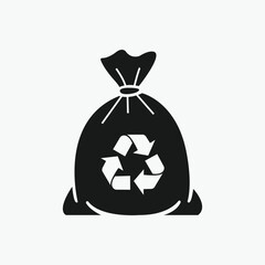 Recycling Trash Bag Icon Silhouette