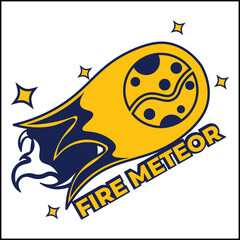 Fire meteor logo vector design with meteor illustration in yellow and blue. Suitable for logos, icons, posters, advertisements, banners, companies, t-shirt designs, stickers, websites.