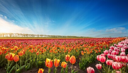 vibrant spring tulips blooming under a clear blue sky nature s colorful floral display for springtime inspiration