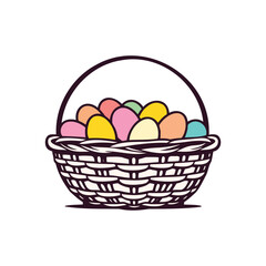 Happy Easter Egg Hunt Basket Illustration - Vintage Style for Websites and Blogs