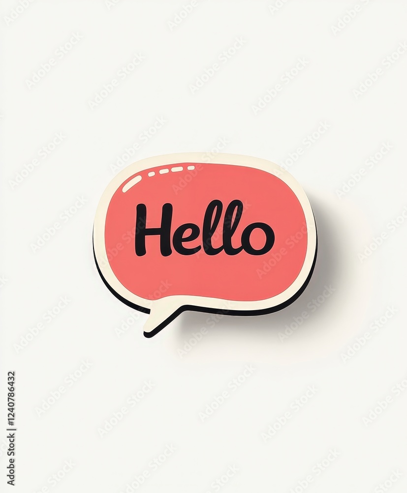 Poster colorful speech bubble graphic with hello text for communication themes