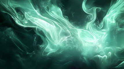 Obraz premium A mint green fluid design with organic curves and glowing highlights, creating a soft and fluid visual element.