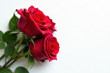 Fototapeta premium Vibrant red rose bouquet, pristine white background, celebration, photography
