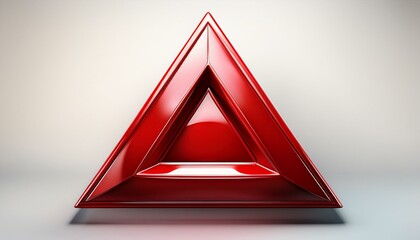 a shiny red triangle symbol often associated with caution or warning placed on a clean white background