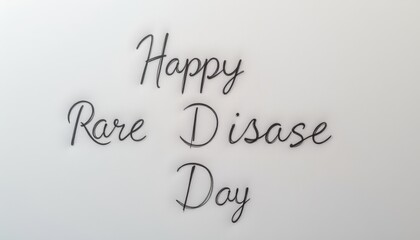 Glittery Silver "Happy Disease Day" Sign with a Pink Heart on a White Background