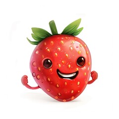 Obraz premium happy strawberry on white background 