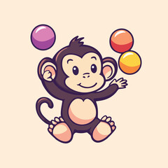 A monkey playing with a toy with a happy vector illustration 