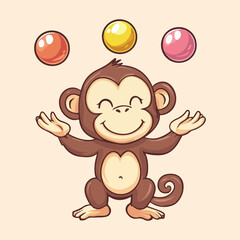 A monkey playing with a toy with a happy vector illustration 