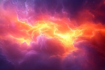 Fiery Nebula Cosmic Cloudscape Swirling in Space