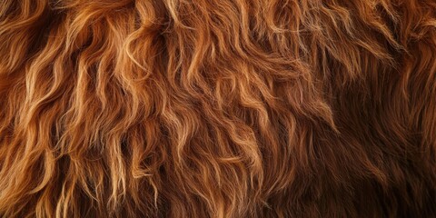 Naklejka premium A detailed shot of the thick, shaggy coat of a Highland cow