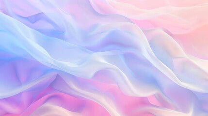 Obraz premium A soft, abstract background featuring flowing, iridescent fabric in shades of blue, pink, and white, creating a dreamy and ethereal feel.